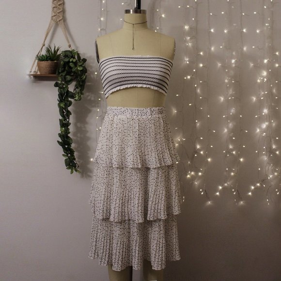 WD.NY Dresses & Skirts - WD NY Polka Dotted Layered Chiffon Pleated Skirt